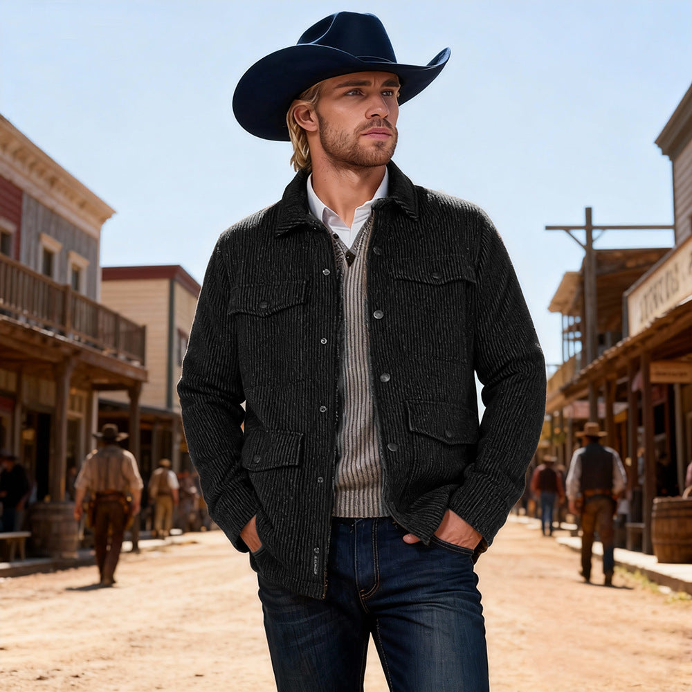 Herren Gerippte Cordjacke mit Pattentaschen und Hemdkragen Shop Nory