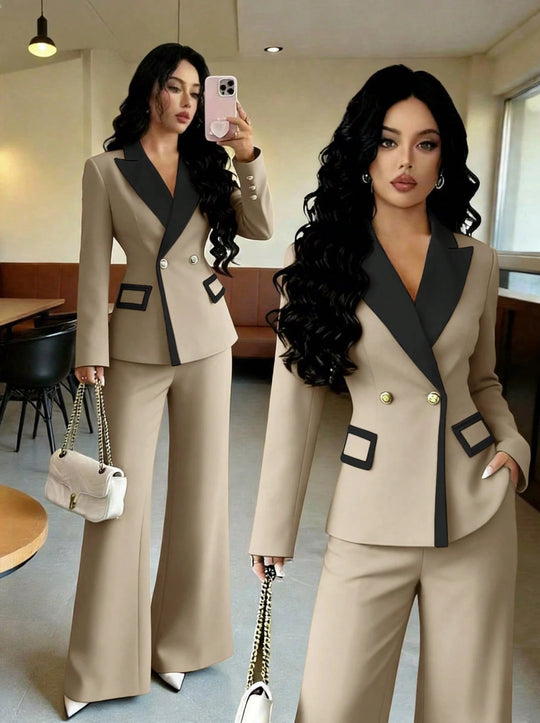 Damen Elegantes Doppelreihiges Blazer-Set Shop Nory