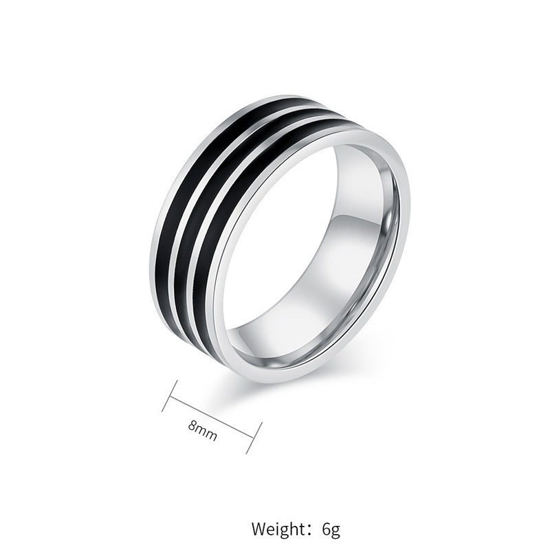 Herren Ring mit elegantem Edelstahl- und schwarzem Akzent-Shop Nory