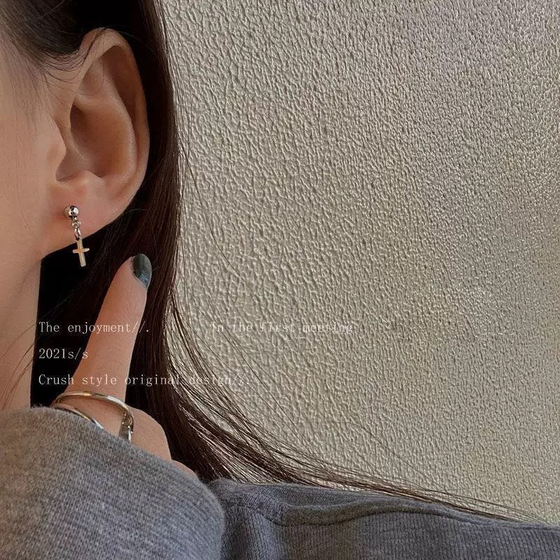 Damen Ohrringe mit Kreativem Bären- und Kreuzanhänger Shop Nory