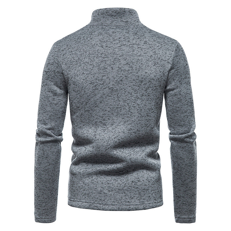 Herren Feinstrick-Halbzip-Pullover mit Stehkragen und melierter Struktur Shop Nory