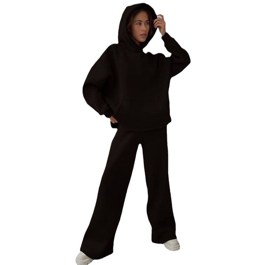 Damen nan Cozy-Komplettset mit extraweichem Oversize-Hoodie, Kängurutasche und High-Waist Palazzo-Sweathose Shop Nory