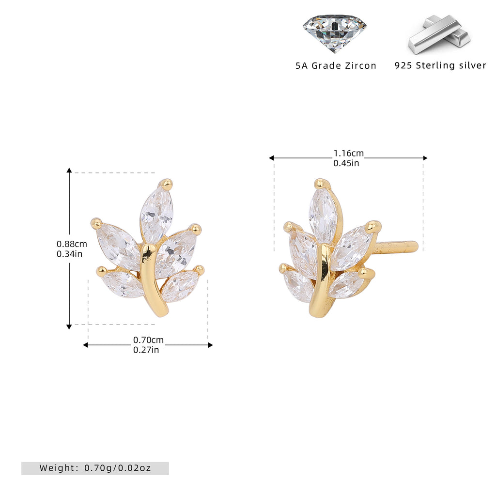 Damen Ohrstecker mit luxuriösem Blätterdesign aus 925 Sterling Silber und funkelnden Zirkonen Shop Nory