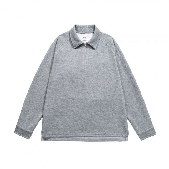 Herren Waffelstrick-Halbzip-Pullover mit Polokragen Shop Nory