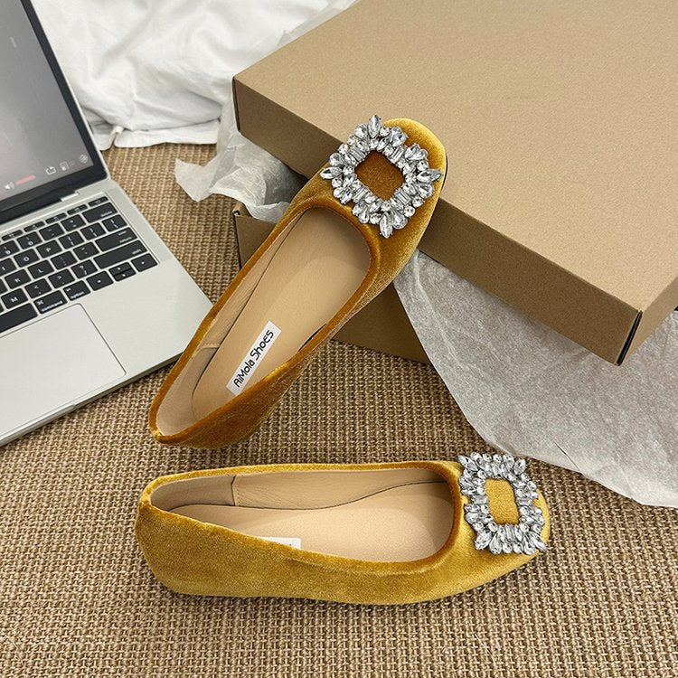 Damen raffinierte Ballerinas mit funkelndem Schmuckdetail und flexiblem Fußbett