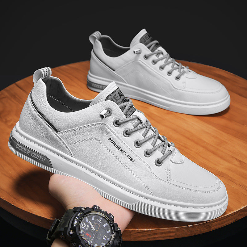 Herren elegante niedrige Leder-Sneaker mit Komfortfußbett und rutschfester Gummisohle Shopy Nory