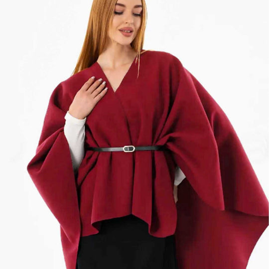 Damen Oversize Filz‑Cape mit Wickeloptik und verdeckter Kantenverarbeitung Shop Nory
