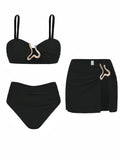 Damen Bikiniset mit elegantem Wickelrock und modischem Design