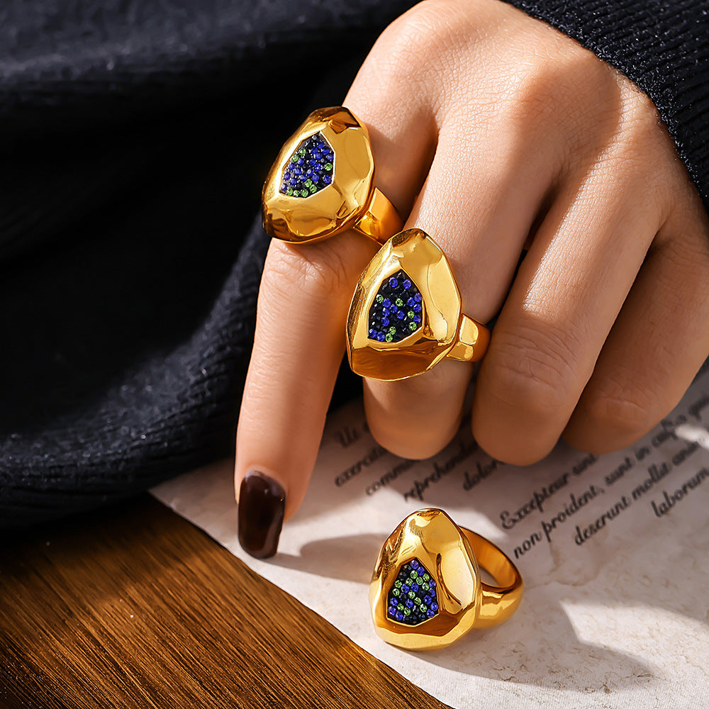 Damenring mit floralem Design und bunten Strasssteinen Shop Nory