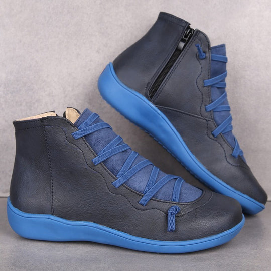 Damen Knöchelhohe Komfort-Boots mit elastischer Zier-Schnürung und seitlichem Reißverschluss Shop Nory
