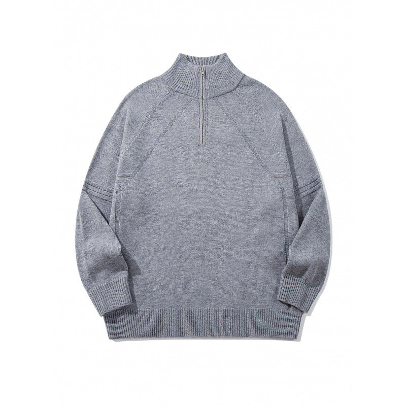 Unisex Strick-Halbzip-Pullover mit hohem Rippkragen und Raglanärmeln Shop Nory