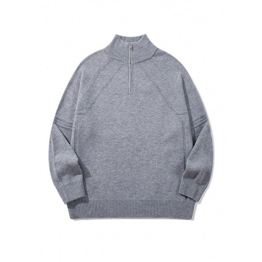 Unisex Strick-Halbzip-Pullover mit hohem Rippkragen und Raglanärmeln Shop Nory