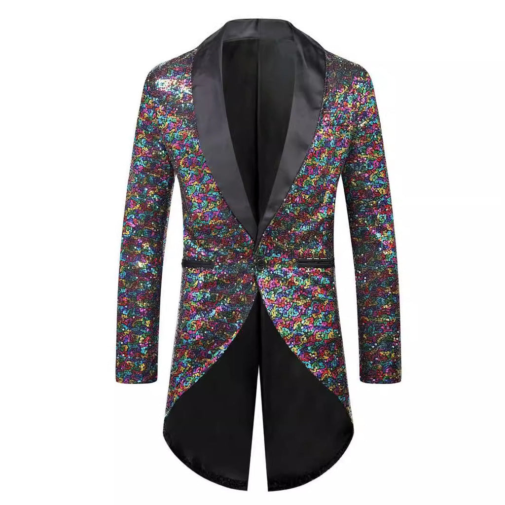 Herren Glitzernder Anzugblazer mit elegantem Schalkragen