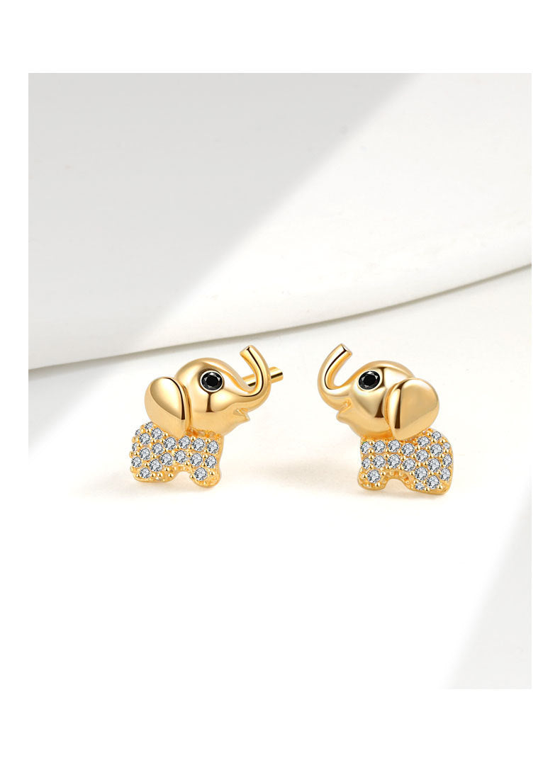 1 Paar 18K vergoldete 925 Sterling Silber Zirkon 925 Sterling Silber Ohrringe Elefanten Ohrstecker | Shop Nory