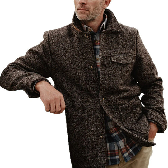Herren Woll-Tweed Feldjacke mit Stehkragen und aufgesetzten Taschen Shop Nory