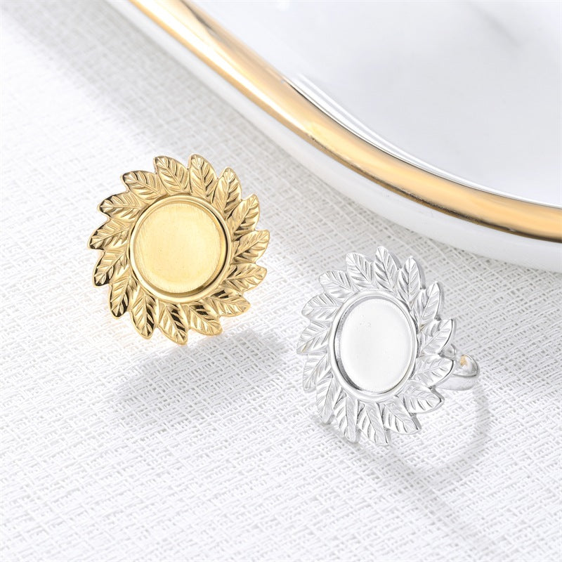 Damen eleganter Ring mit kunstvollem Blätterdesign und Spiegeloberfläche Shop Nory