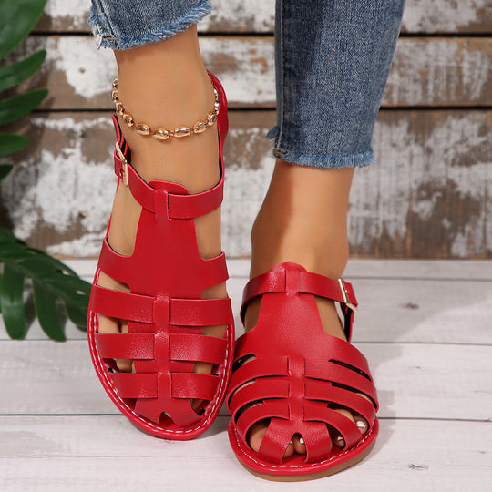 Damen komfortable Riemchen-Sandalen mit verstellbarem Fußbett und eleganter Schnallenverzierung