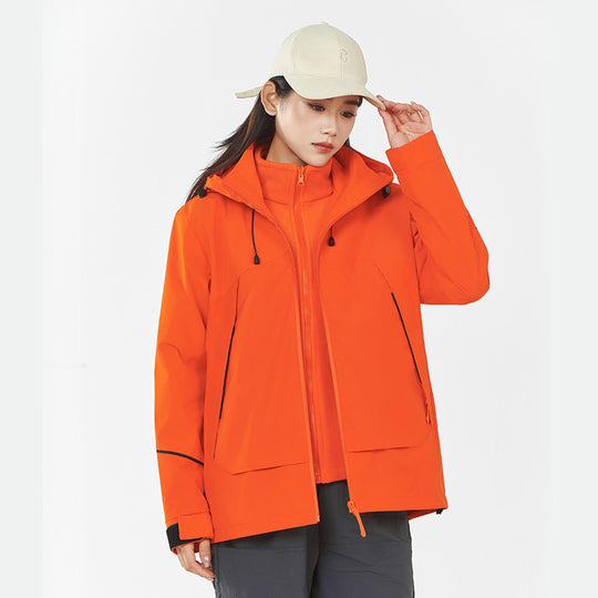 Damen Leichte wind- und wasserabweisende Softshell-Trekkingjacke mit verstellbarer Kapuze Shop Nory