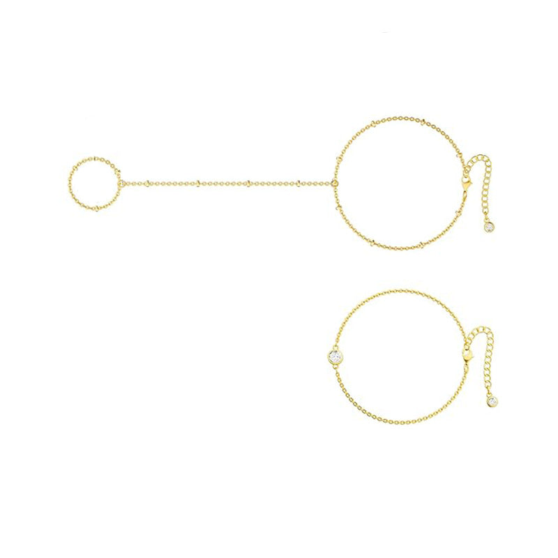 Damen Fußkettchen mit funkelnden Zirkonia-Elementen und eleganter Kettenstruktur Shop Nory