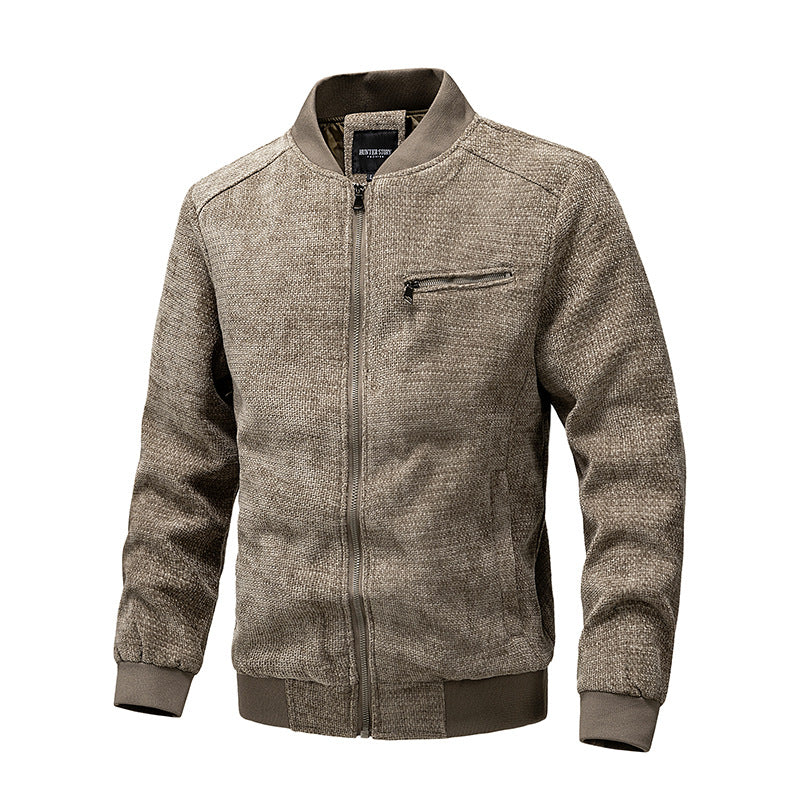 Herren Strukturierte Strick-Bomberjacke mit Reißverschluss und Rippbündchen Shop Nory