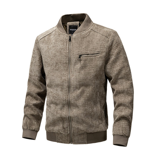 Herren Strukturierte Strick-Bomberjacke mit Reißverschluss und Rippbündchen Shop Nory