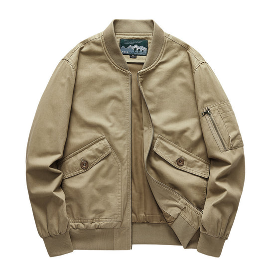 Herren Canvas-Bomberjacke im Utility-Fieldstil mit Ärmeltasche, Pattentaschen und geripptem Bund Shop Nory