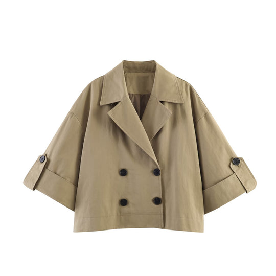 Damen Cropped Doppelreihiges Trenchcape im Boxy‑Schnitt Shop Nory