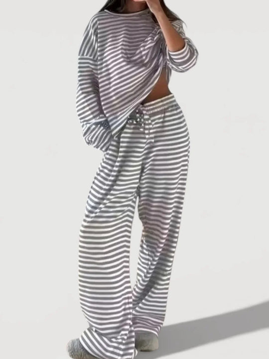 Damen Bequemes gestreiftes Lounge-Set