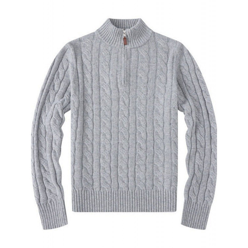 Herren Kabelstrickpullover mit Halbzip und Stehkragen aus weicher Kaschmirmischung Shop Nory