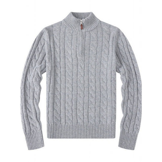 Herren Kabelstrickpullover mit Halbzip und Stehkragen aus weicher Kaschmirmischung Shop Nory