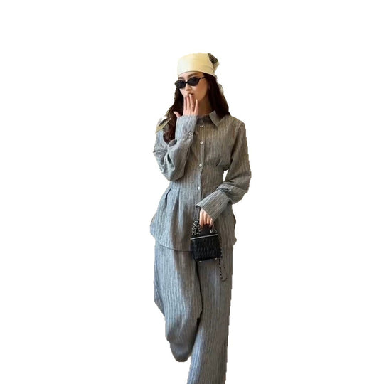 Damen Leichtes Leinen-Loungewear-Set mit Oversize-Hemd und weiter Bundhose Shop Nory