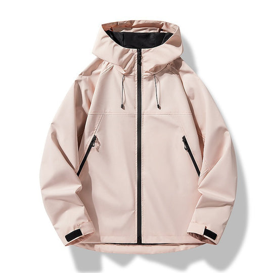 Herren Leichte zweifarbige Softshell-Hoodiejacke mit Kapuze, Reißverschlusstaschen und elastischem Saum Shop Nory