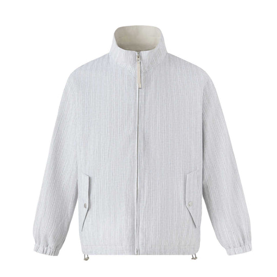 Unisex Kurz geschnittene strukturierte Boxy‑Blousonjacke mit hohem Stehkragen und Druckknopf‑Pattentaschen Shop Nory