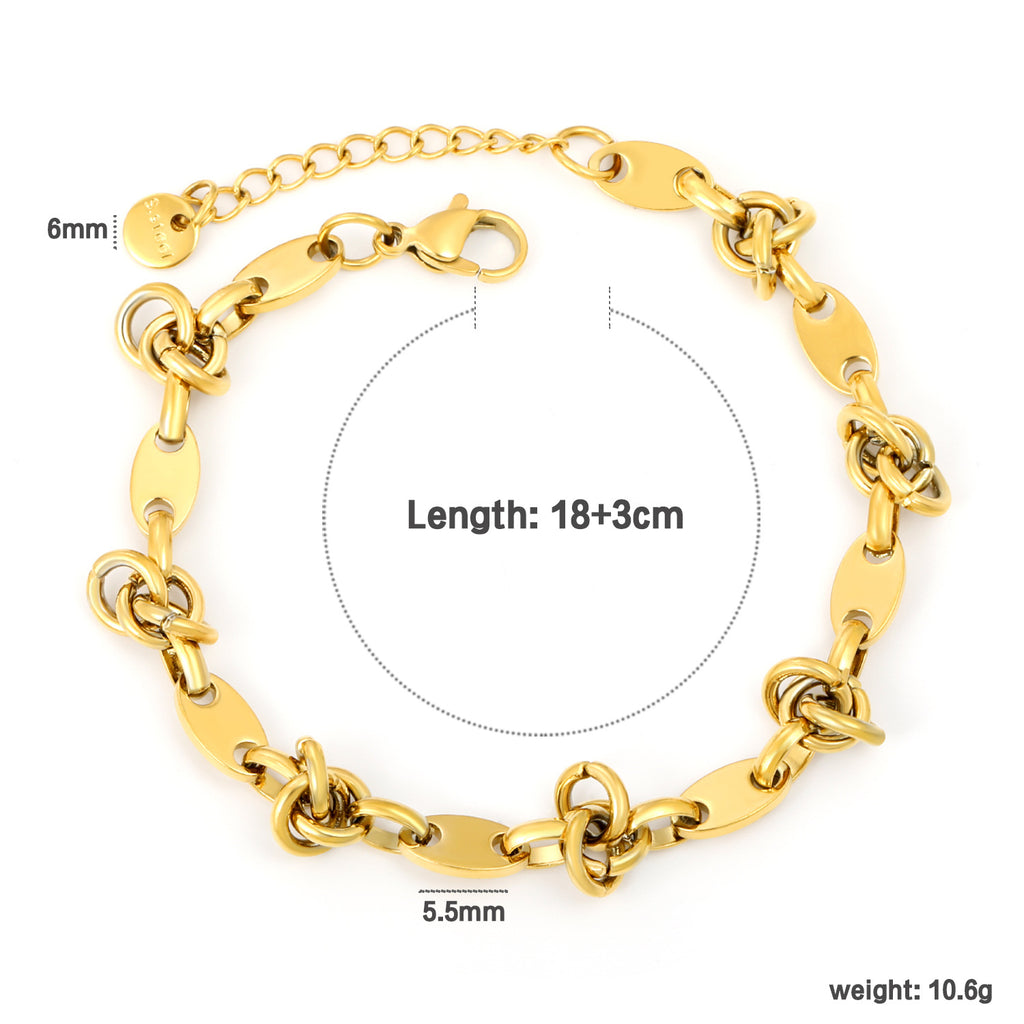 Damen hochwertiges Edelstahl-Armband mit geschwungenem Design und verstellbarer Länge Shop Nory