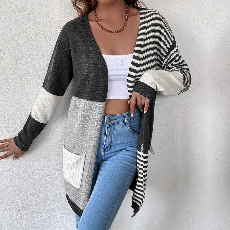 Damen Modischer Strickcardigan mit geometrischem Muster Shop Nory