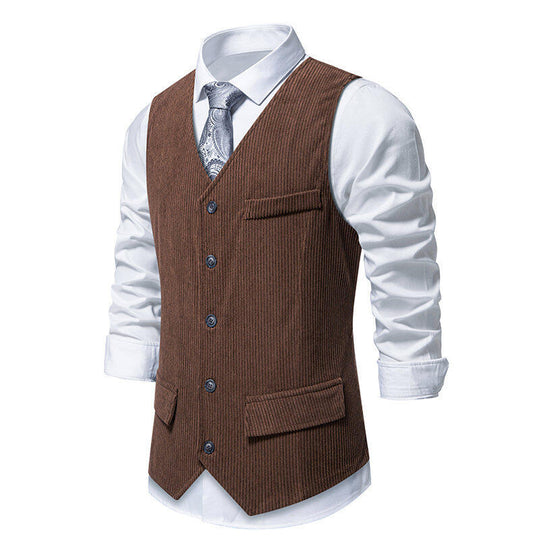Herren elegante Anzugweste im klassischen Herringbone-Design mit praktischen Taschen