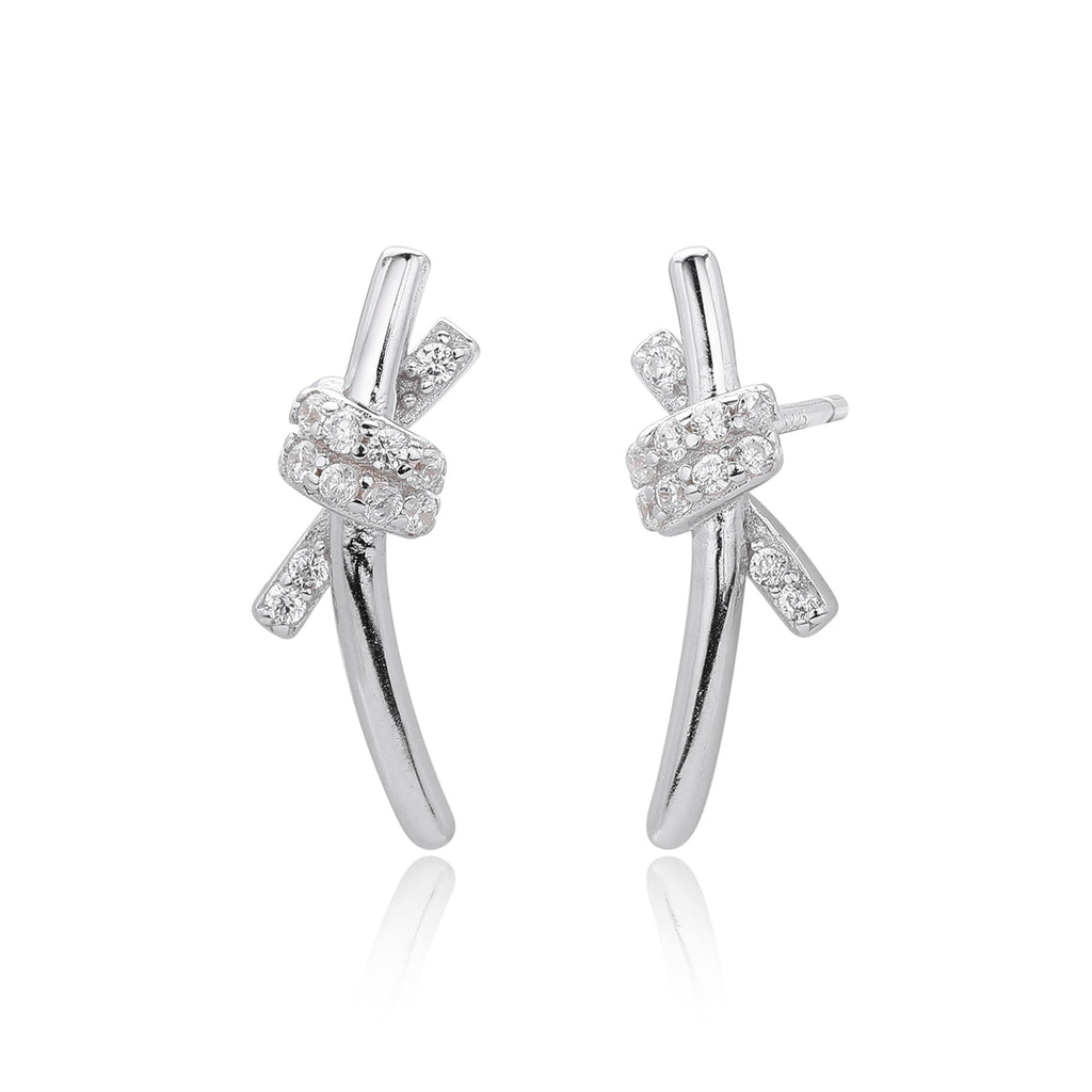 Damen Ohrhänger im modernen Schleifen-Design aus hochwertigem 925 Sterling Silber Shop Nory