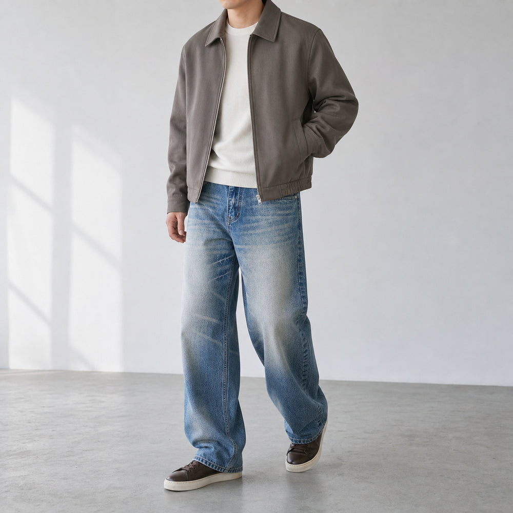 Damen hochgeschnittene weite Vintage-Jeans mit weitem Bein und klassischem Taschen-Design Shop Nory