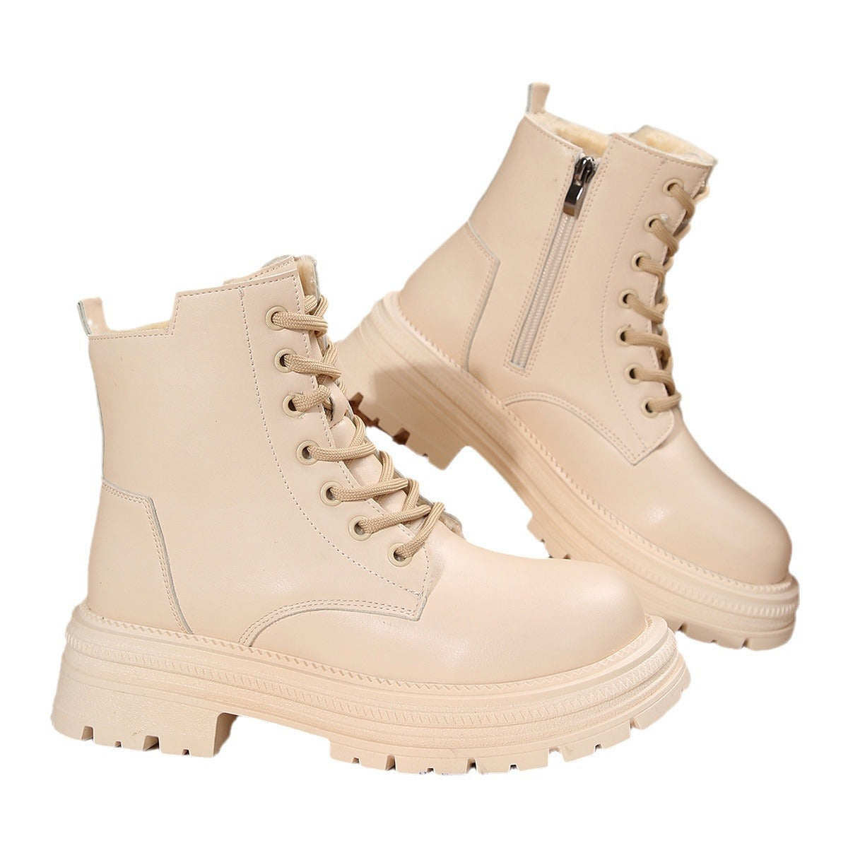 Damen Schnürboots mit robustem Profil und modischem Reißverschluss