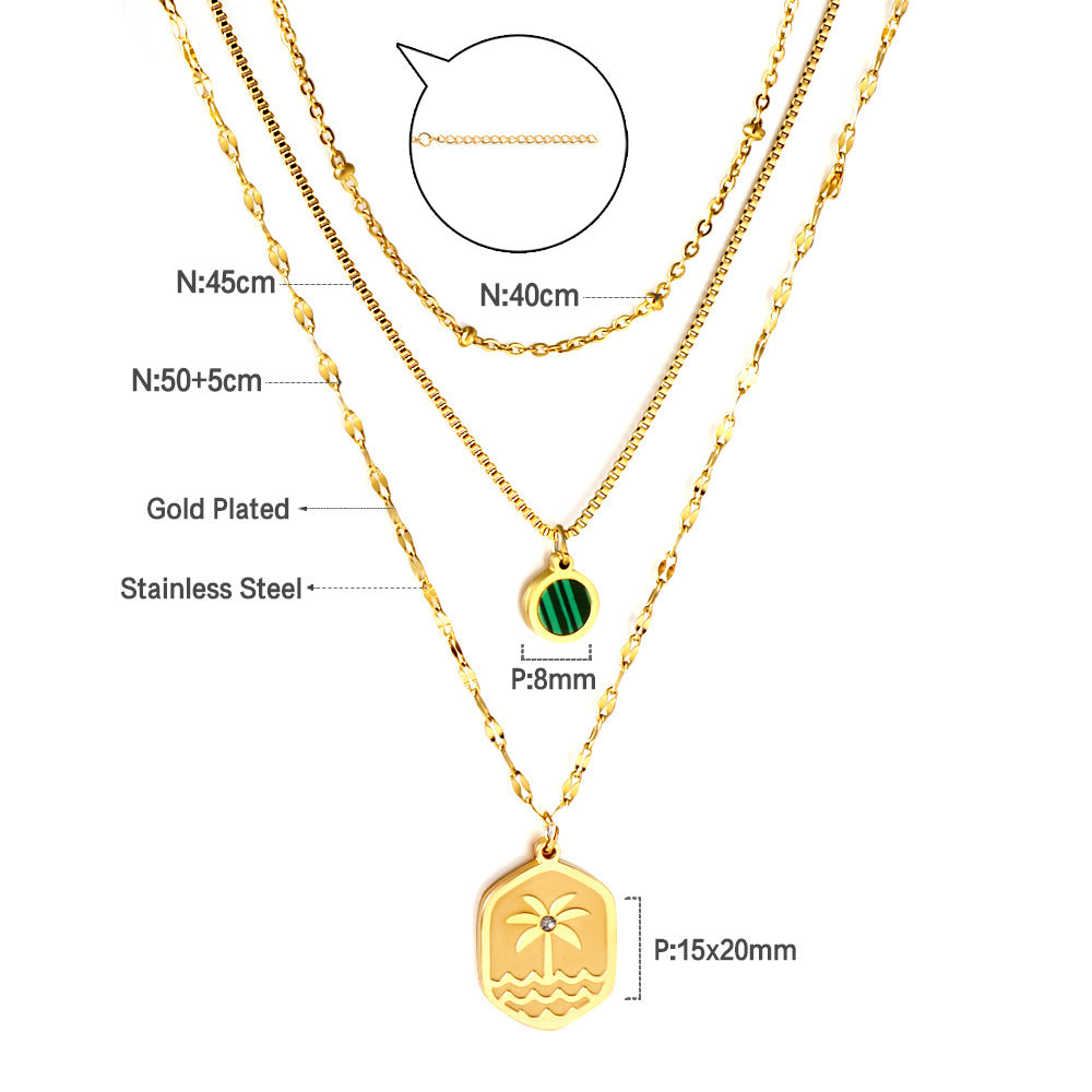 Damen mehrlagige Halskette mit bunten Anhängern und goldplattiertem Design Shop Nory