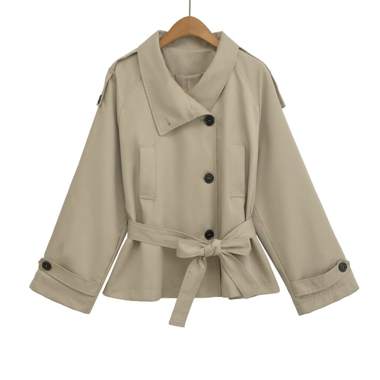 Damen Kurztrench mit Bindegürtel und weitem Arm Shop Nory