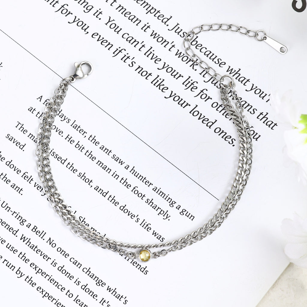 Damen Elegante Doppelreihe Armband mit funkelndem Kristall Shop Nory
