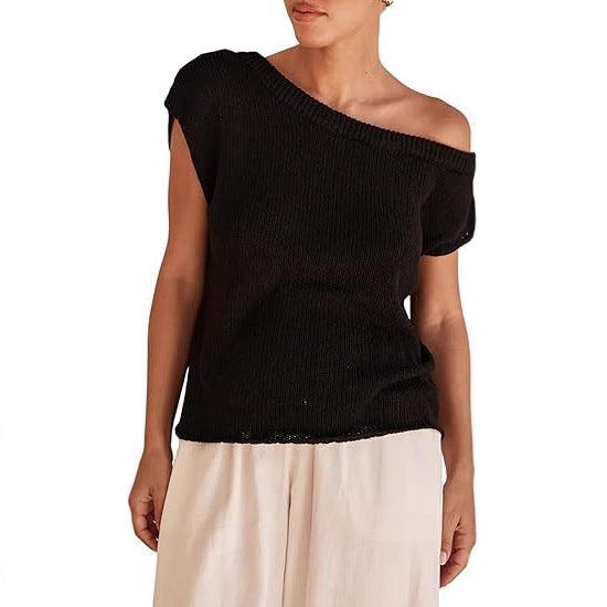 Damen lässiges Oversized Strickoberteil mit offener Schulterpartie