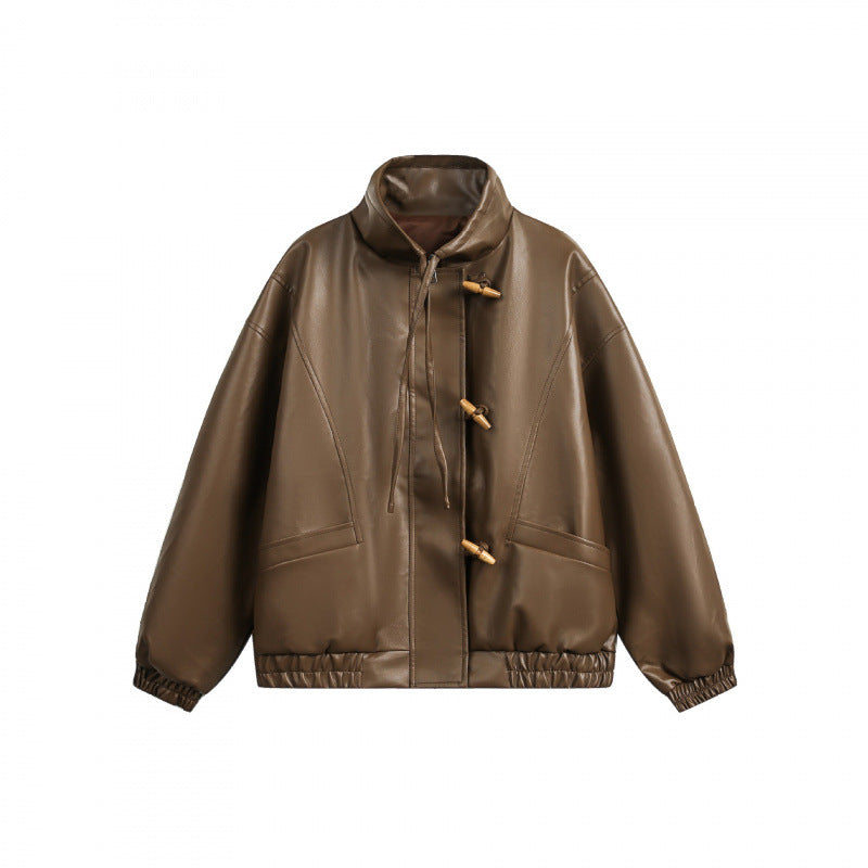 Unisex Kurz geschnittene Oversize-Jacke mit Knebelverschlüssen, hohem Stehkragen und elastischem Saum Shop Nory