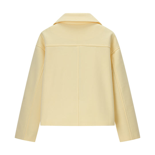 Damen Kurzer Boxy-Peacoat im Wollmix mit doppeltreihiger Knopfleiste und Paspeltaschen Shop Nory