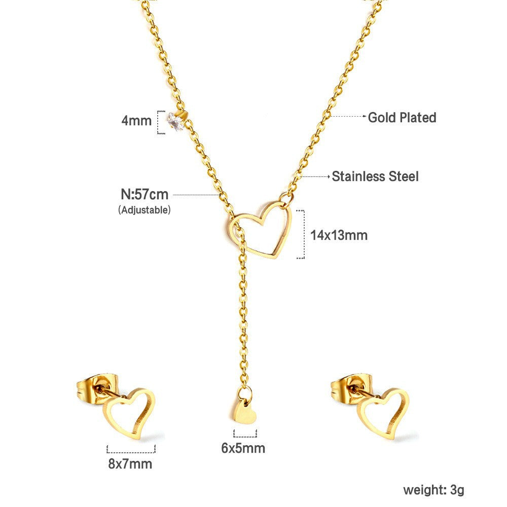 Damen Schmuckset mit herzförmigen Anhängern aus hochwertigem Edelstahl und goldplattierter Beschichtung Shop Nory