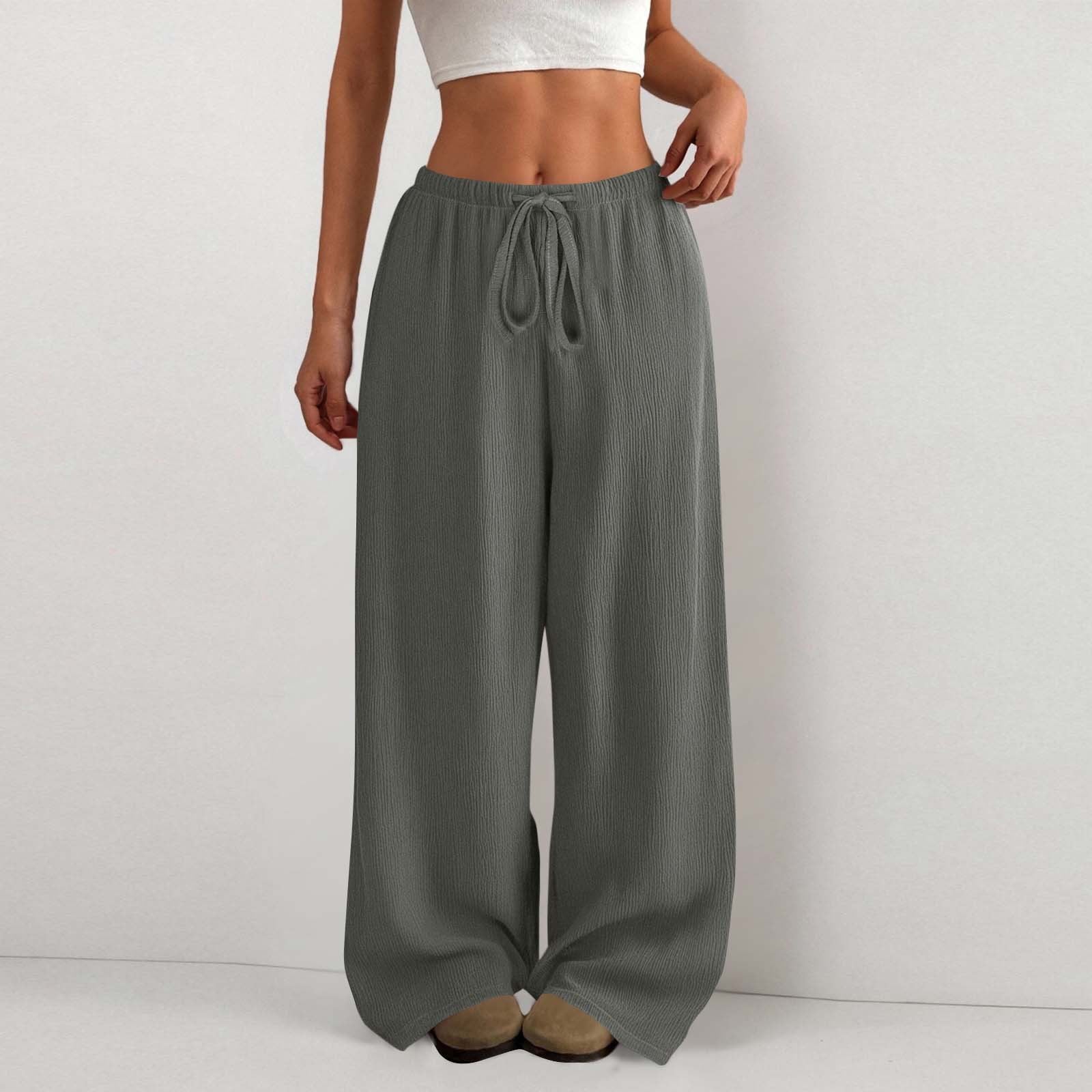 Damen Weite Sommerhose aus leichtem Stoff mit Gummizug
