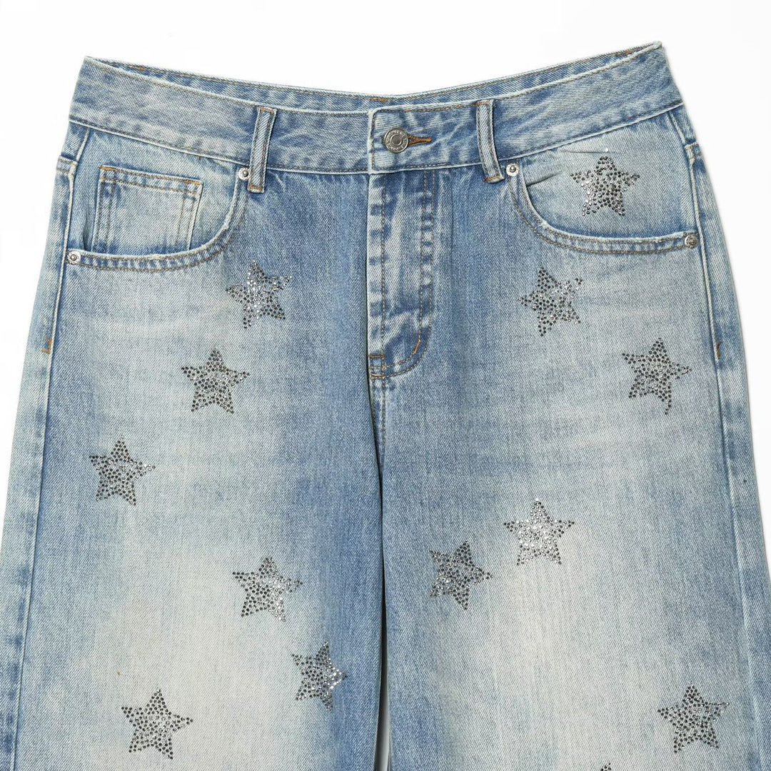 Damen nan weite Highwaist-Jeans mit Stern-Applikationen und Five-Pocket-Schnitt Shop Nory