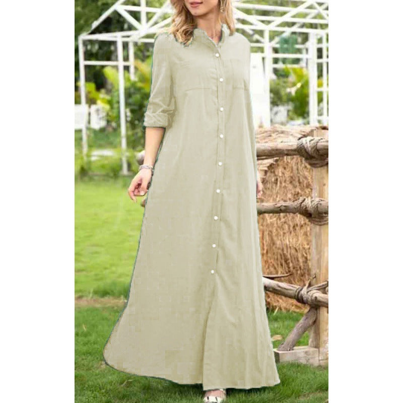 Damen Langarmhemdkleid mit Knopfdetails und raffiniertem Schnitt