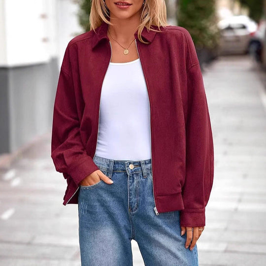 Damen lässige Übergangsjacke mit hohem Kragen und Reißverschluss Shopnory